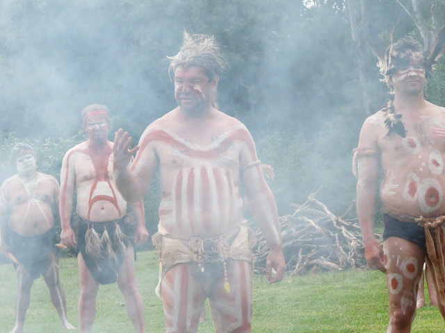 Dancers recreating traditional dance at Gulguer